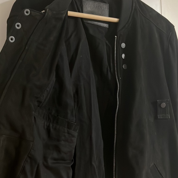 All Saints -Black Suede - Medium Bomber - Picture 2 of 5